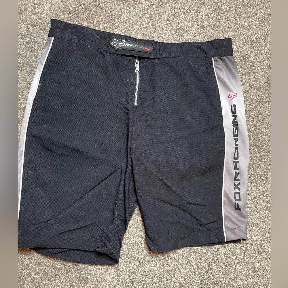 FoxRacing Riding shorts. Zipper fly with Velcro. Size 9. Black,white and grey.